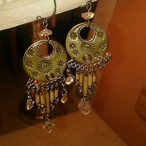 Sun flower gold metal earrings